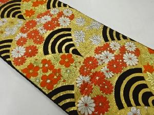 アンティーク　川島織物製　青海波に楓・花模様織出し袋帯（着用可）